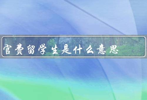 官费留学生是什么意思，背景／意义／重要性
