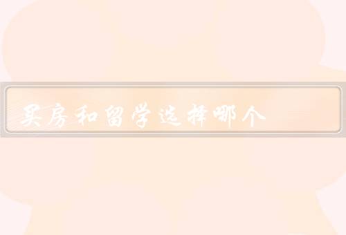 买房和留学选择哪个，经济／教育／生活环境