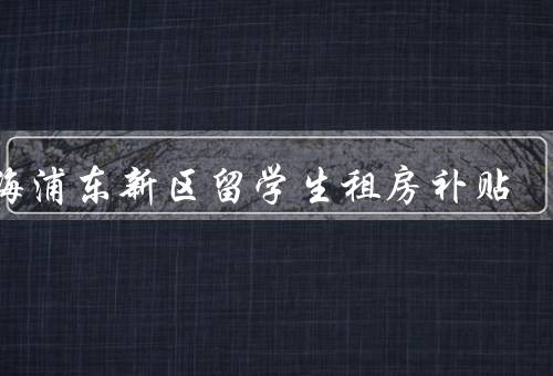 上海浦东新区留学生租房补贴，内容／目的／影响