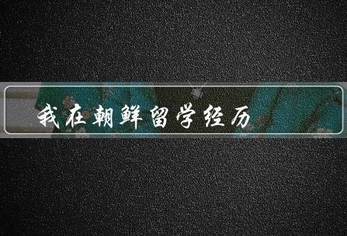 我在朝鲜留学经历（学习生活／文化体验／留学感悟）