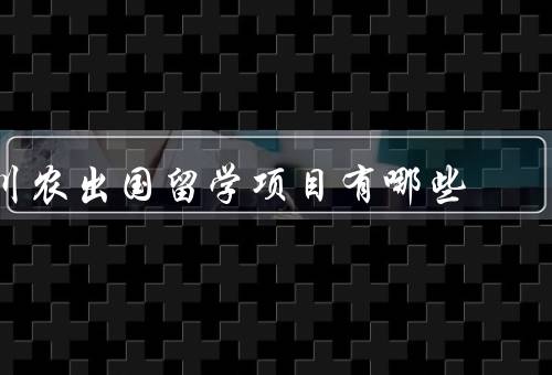 川农出国留学项目有哪些（背景、内容、目标）