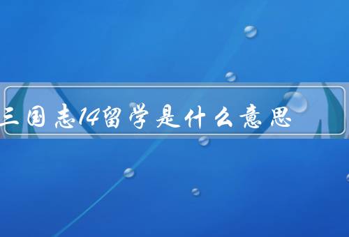 三国志14留学是什么意思，意义、流程、好处